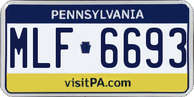 PA license plate MLF6693