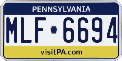PA license plate MLF6694
