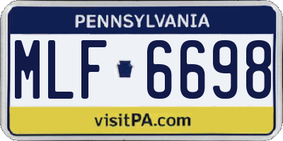 PA license plate MLF6698