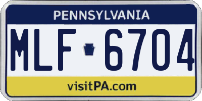 PA license plate MLF6704