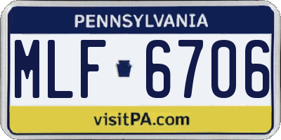 PA license plate MLF6706