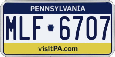 PA license plate MLF6707