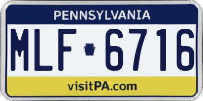 PA license plate MLF6716