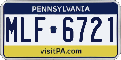 PA license plate MLF6721