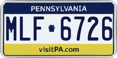 PA license plate MLF6726