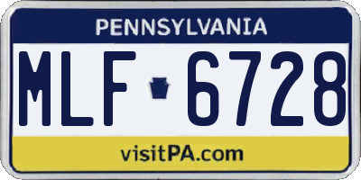 PA license plate MLF6728
