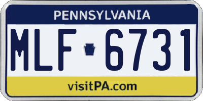 PA license plate MLF6731