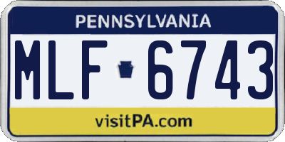 PA license plate MLF6743
