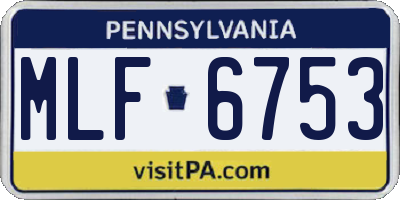PA license plate MLF6753