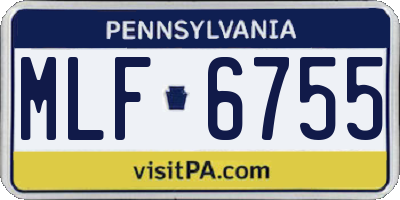 PA license plate MLF6755