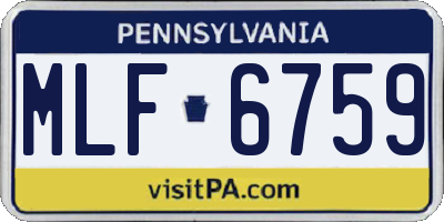 PA license plate MLF6759