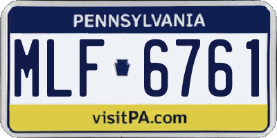 PA license plate MLF6761