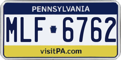 PA license plate MLF6762