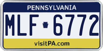 PA license plate MLF6772