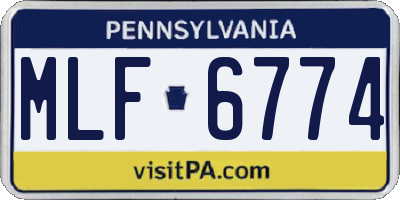 PA license plate MLF6774