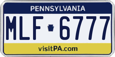 PA license plate MLF6777