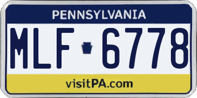 PA license plate MLF6778