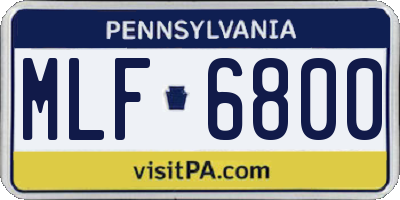 PA license plate MLF6800