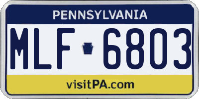 PA license plate MLF6803