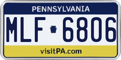PA license plate MLF6806
