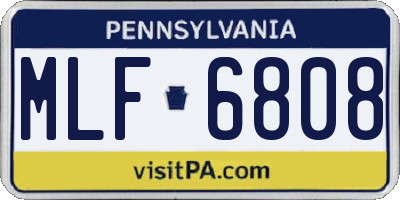 PA license plate MLF6808