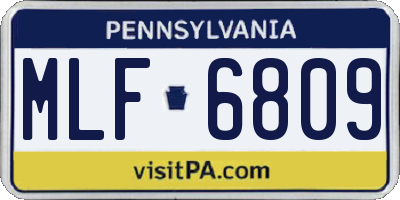 PA license plate MLF6809