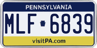 PA license plate MLF6839