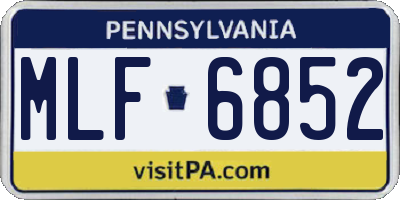 PA license plate MLF6852