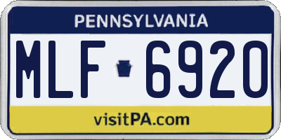 PA license plate MLF6920