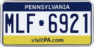 PA license plate MLF6921