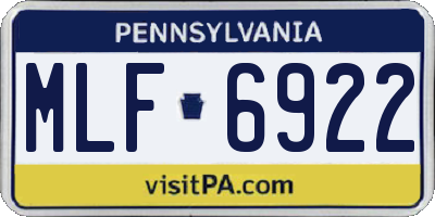 PA license plate MLF6922