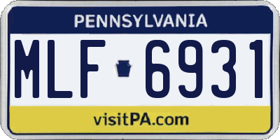 PA license plate MLF6931
