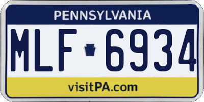 PA license plate MLF6934