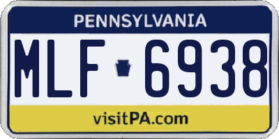 PA license plate MLF6938