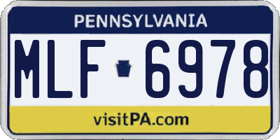 PA license plate MLF6978