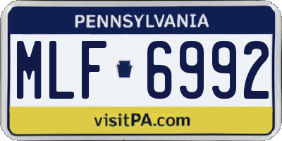 PA license plate MLF6992