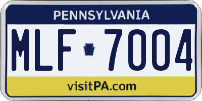 PA license plate MLF7004