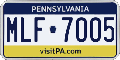 PA license plate MLF7005