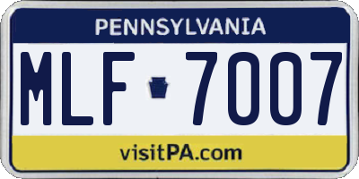 PA license plate MLF7007