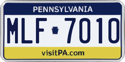 PA license plate MLF7010