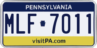 PA license plate MLF7011