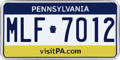 PA license plate MLF7012