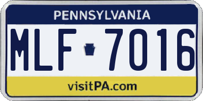 PA license plate MLF7016