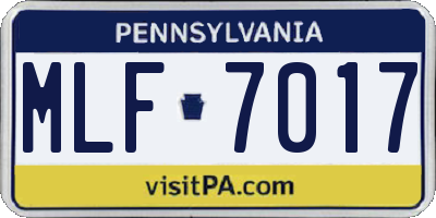 PA license plate MLF7017
