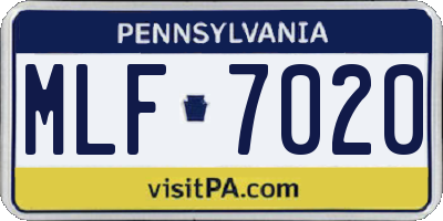 PA license plate MLF7020