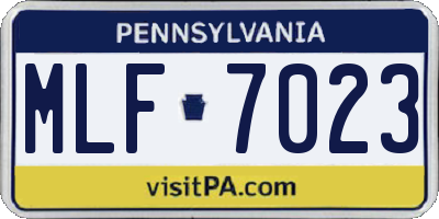 PA license plate MLF7023