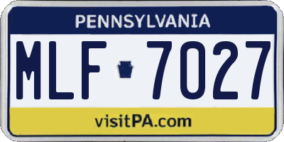 PA license plate MLF7027