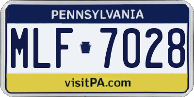 PA license plate MLF7028