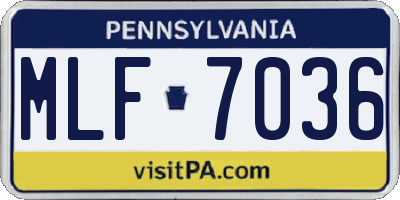 PA license plate MLF7036