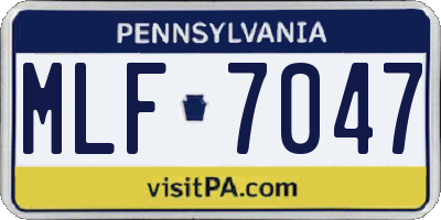 PA license plate MLF7047